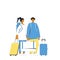 Tourists characters with bags. People isolated with luggage. Young couple standing together