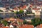 Tourists on Charles Bridge over Vltava River, Prague, Czech Republic