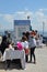 Tourists choose souvenirs on Heybeliada Pier