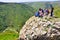 Tourists on cliff edge, Israel