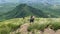 Tourists climb to the top of Mount Beshtau in Pyatigorsk