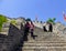 Tourists climbing Huanghuacheng Great Wall