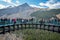 Tourists on Columbia icefields Skywalk, in Jasper National Park, Rocky Mountains, Alberta Canada