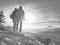 Tourists couple stay on summit and takes memory picture