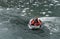 Tourists from the cruise ship in the Garibaldi fjord in the archipelago of Tierra del Fuego.