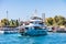 A tourists cruise ship sailing on the Bosphorus Strait of Istanbul of Turkey, part of the continental boundary between Europe and