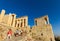 Tourists decendig the Propylaea, Ancient principal entryway to t