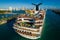 Tourists departing Miami cruise ship