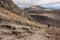 Tourists descending lava fields