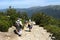 Tourists descending from the Penalara mountain, Spain