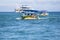 Tourists on a dinghy leaving from Cruise ship, Galapagos