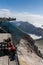 Tourists Dining at Restaurant on top of Zugspitze Mountains. Bavaria, Germany. Technical Research Centre.