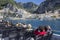 Tourists dock in the harbor Amalfi