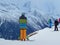 Tourists in Dombay - downhill skiing resort in Karachayevo-Cherkesiya, Russia. At an altitude 2300 metres.