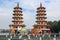 Tourists at dragon And Tiger Pagodas at Lotus Pond, Kaohsiung, Taiwan