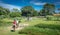 Tourists enjoy ride horses in Pantanal wetland