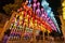 Tourists enjoy their time checking out the beautiful elaborate hanging lanterns at Tha Pae Gate area during the Yi Peng Festival