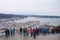 Tourists enjoying panorama view of Bergen, Norway