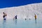 Tourists enjoying the pools at Pamukkale cotton castle, Denizli, Turkey