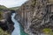 Tourists enjoying Studlagil canyon and Jokulsa river