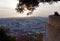 Tourists enjoying the sunset over the Historic City Centre of Lisbon from the top of Saint George Castle Castelo de SÃ£o Jorge