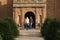 Tourists entering an Elizabethan Castle, Kenilworth, England