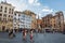 Tourists explore the coblestone square of the Piazza della Rotonda located by the Pantheon that features the Fontana del Pantheon