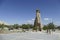 Tourists explore fairy chimney balanced