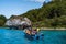 Tourists Exploring the Marble Caves in the General Carrera Lake, Chilean Patagonia, South America