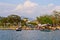 Tourists on Fewa lake in Pokhara, Nepal.