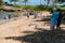 Tourists Flood Haleiwa Beach Park in Oahu Hawaii