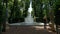 Tourists and the fountain and antique statues and the Summer Garden