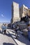 Tourists in front of monumental ceremonial gateway Propylaia to the Acropolis of Athens, Greece, Athens, Greece