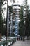 Tourists in front of tower of The trail trees Lipno Lookout