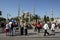 Tourists gather in Sultanahment Park near the magnificent Blue Mosque.