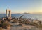 Tourists gathering for sunset in Naxos