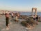 Tourists gathering for sunset in Naxos