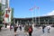 Tourists gathery at Canada place,Vancouver Canada. The most iconic spot of downtown Vancouver.