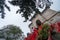 Tourists going inside temple in Huashan mountain