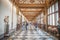 Tourists in hallway of the Uffizi Gallery in Florence