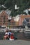 Tourists at the harbour facing Bryggen, Bergen, Norway.