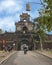 Tourists having entered the Citadel through one of it`s entrance gates, Hue, Vietnam.