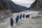 Tourists hiking on Franz Josef Glacier, New Zealand