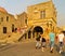 Tourists on the historic Hippocrates Square in Rhodes island