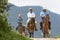 Tourists on horseback in Valle de Cocora Colombia