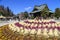 Tourists and Japanese walking in Naritasan Shinshoji Temple ground in Spring