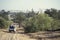 Tourists in a jeep on an African safari, Botswana