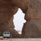 Tourists jeep driving in the Sahara