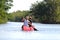 Tourists kayaking in mangrove forest in Everglades National park - Floridaa