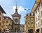 Tourists at Kramgasse street with Zytglogge Bern Swiss